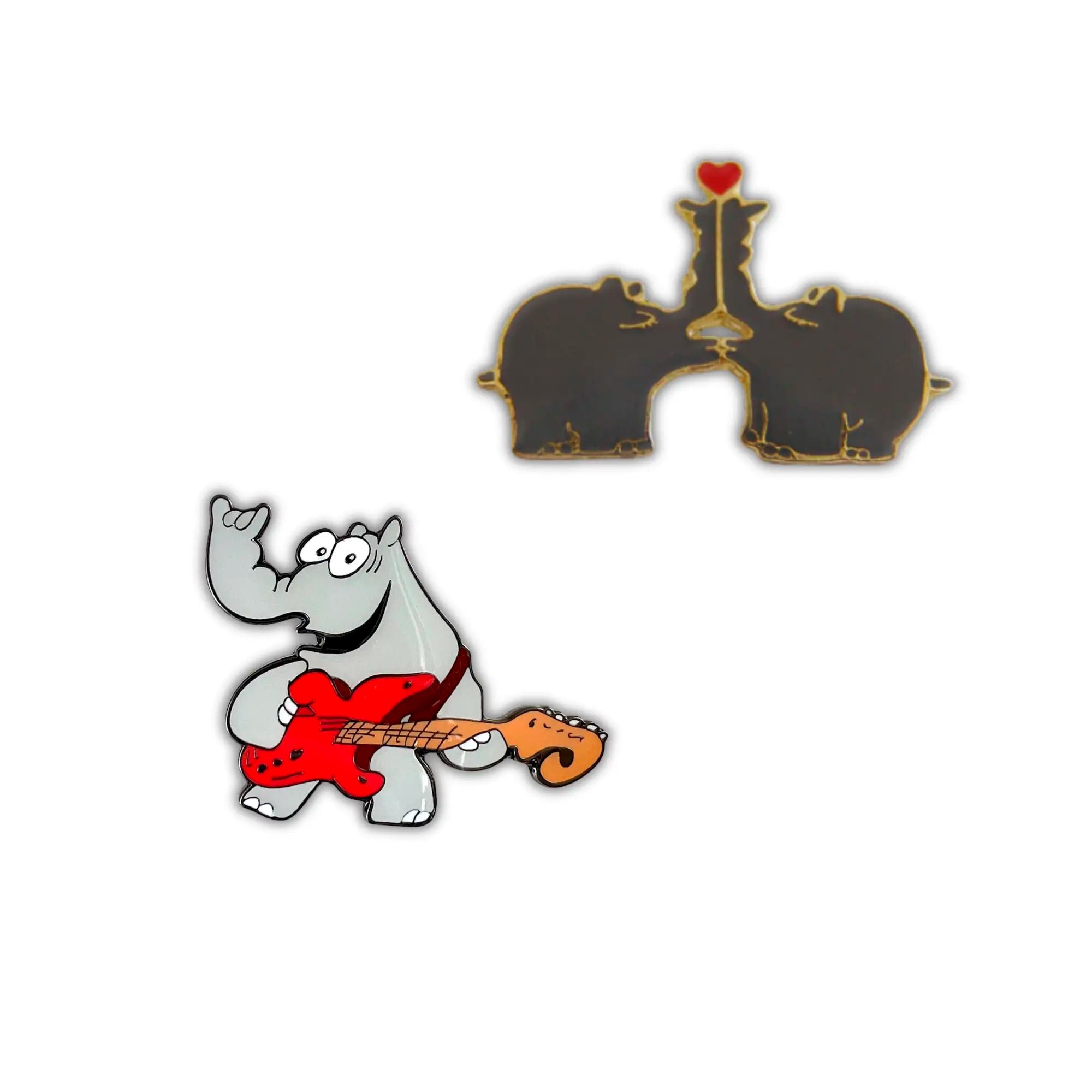 Pin Ottifant küssend und Rock n Roll Gitarre by Otto Waalkes