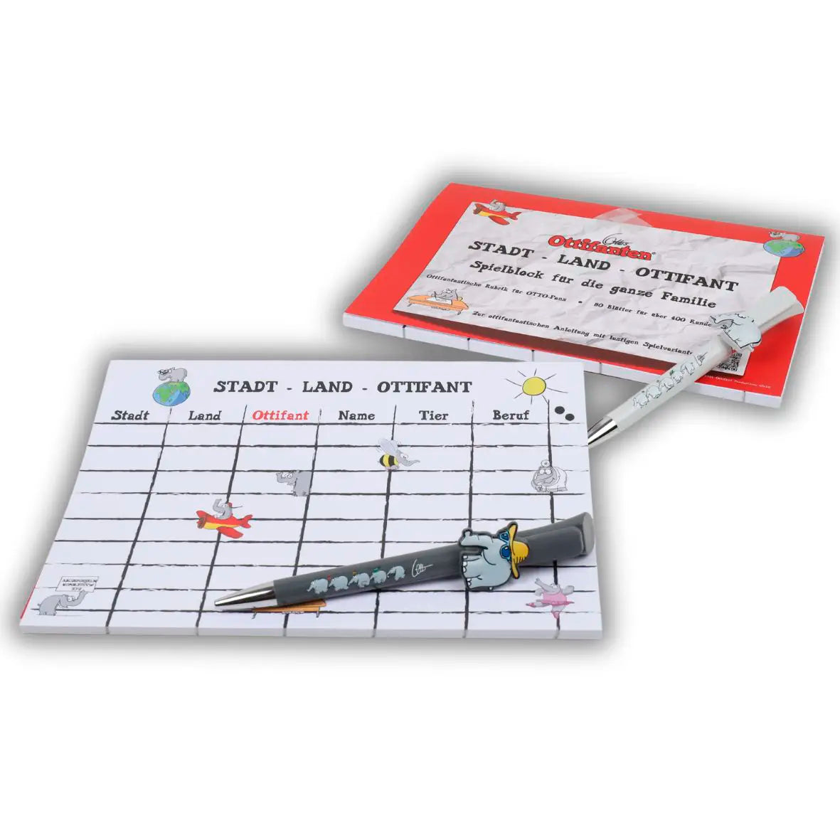 Stadt, Land, Ottifant - Set (2 Spielblöcke und 2 Kugelschreiber)
