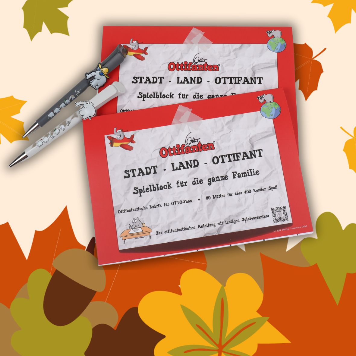 Stadt, Land, Ottifant - Set (2 Spielblöcke und 2 Kugelschreiber)