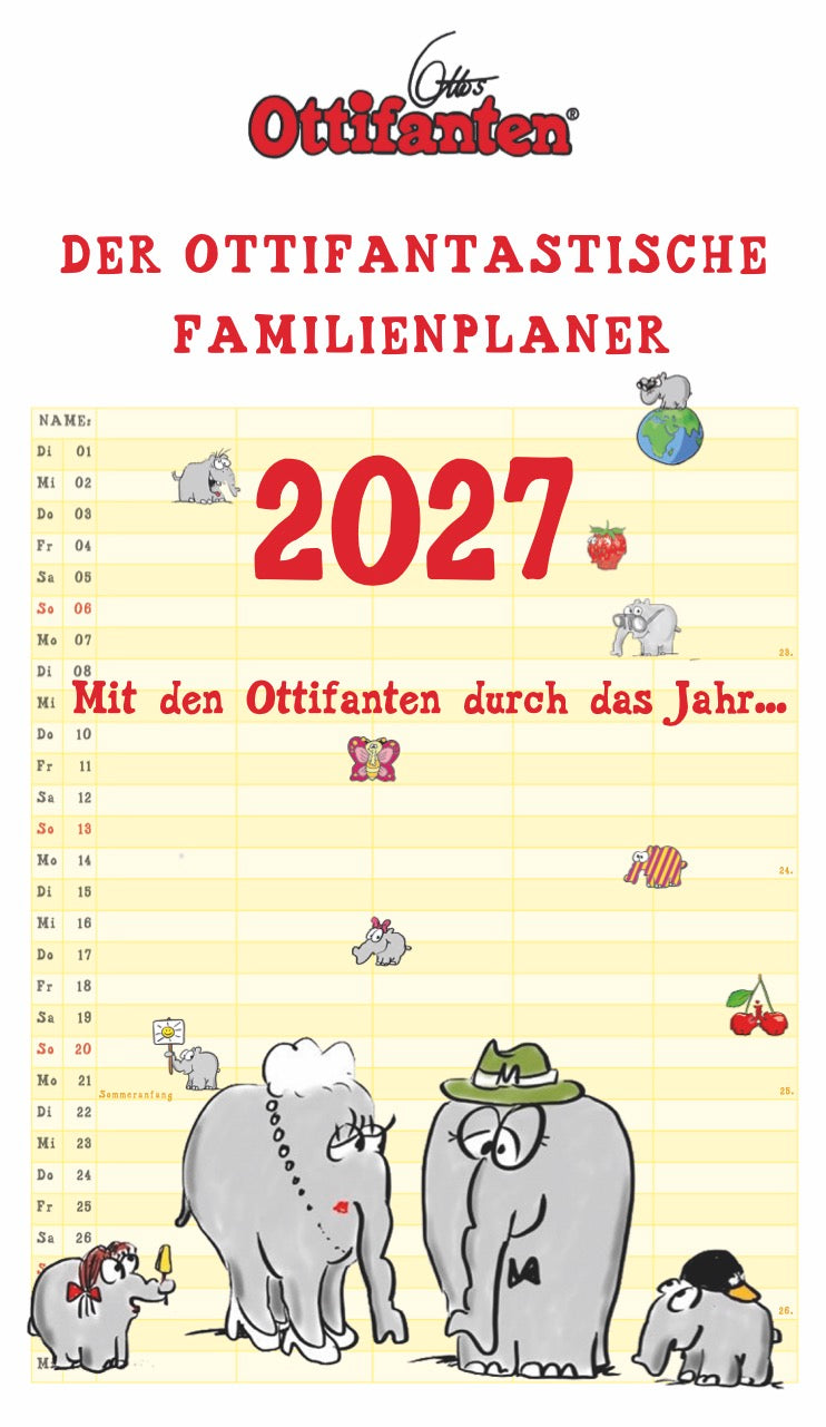 Familienplaner 2027 - signierter Ottifanten-Kalender für die ganze Familie