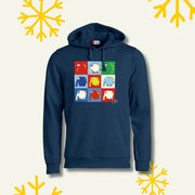 Kinder-Hoodie Collage im Ottifanten Andy Warhol Stil Kapuzenpullover by Otto Waalkes in dunkelblau