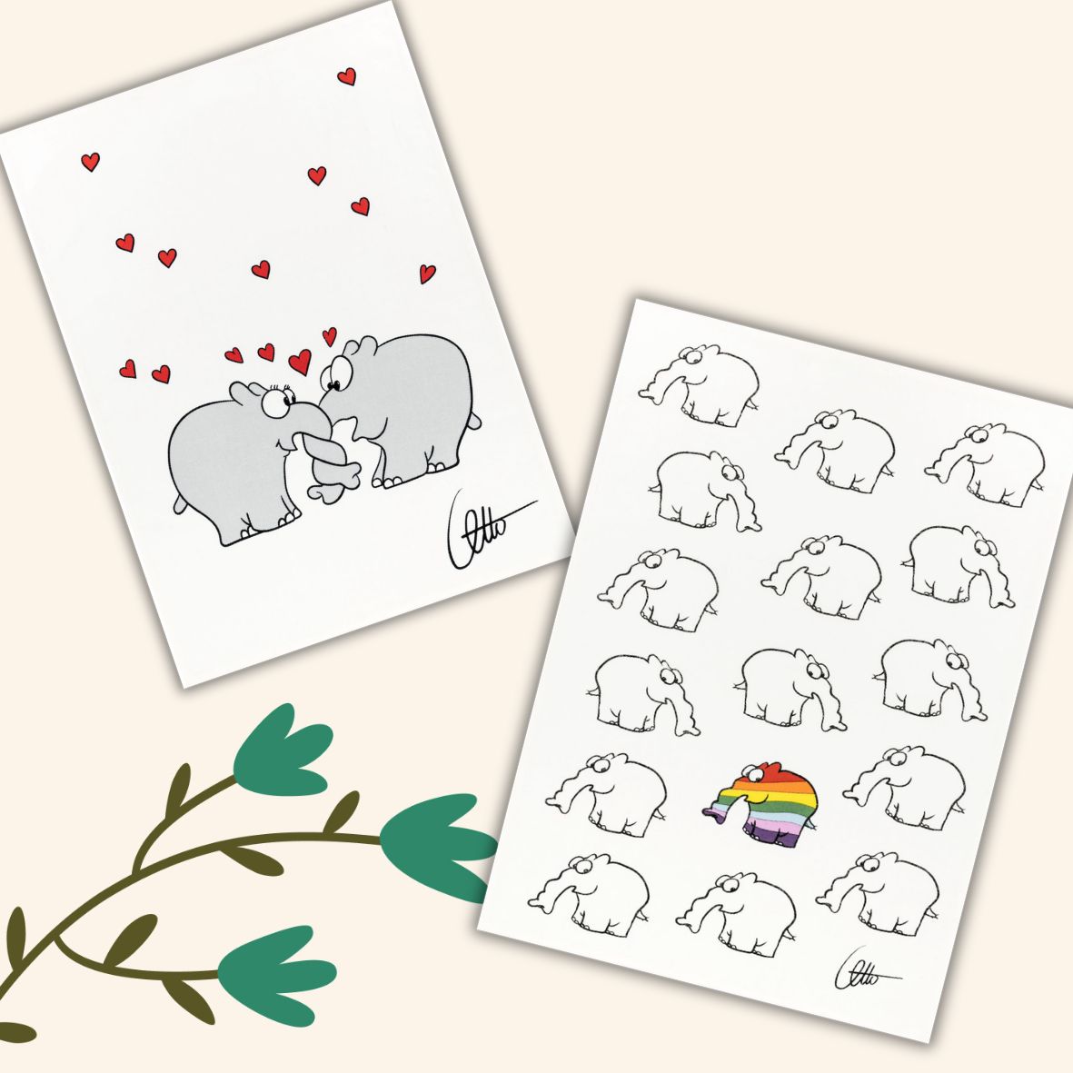 Halbleinen Ottifant Geschirrhandtuch by Otto Waalkes Be Different / Verrüsselt oder als 2-er Set