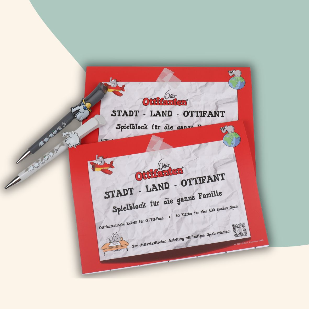 Stadt, Land, Ottifant - Set (2 Spielblöcke und 2 Kugelschreiber)