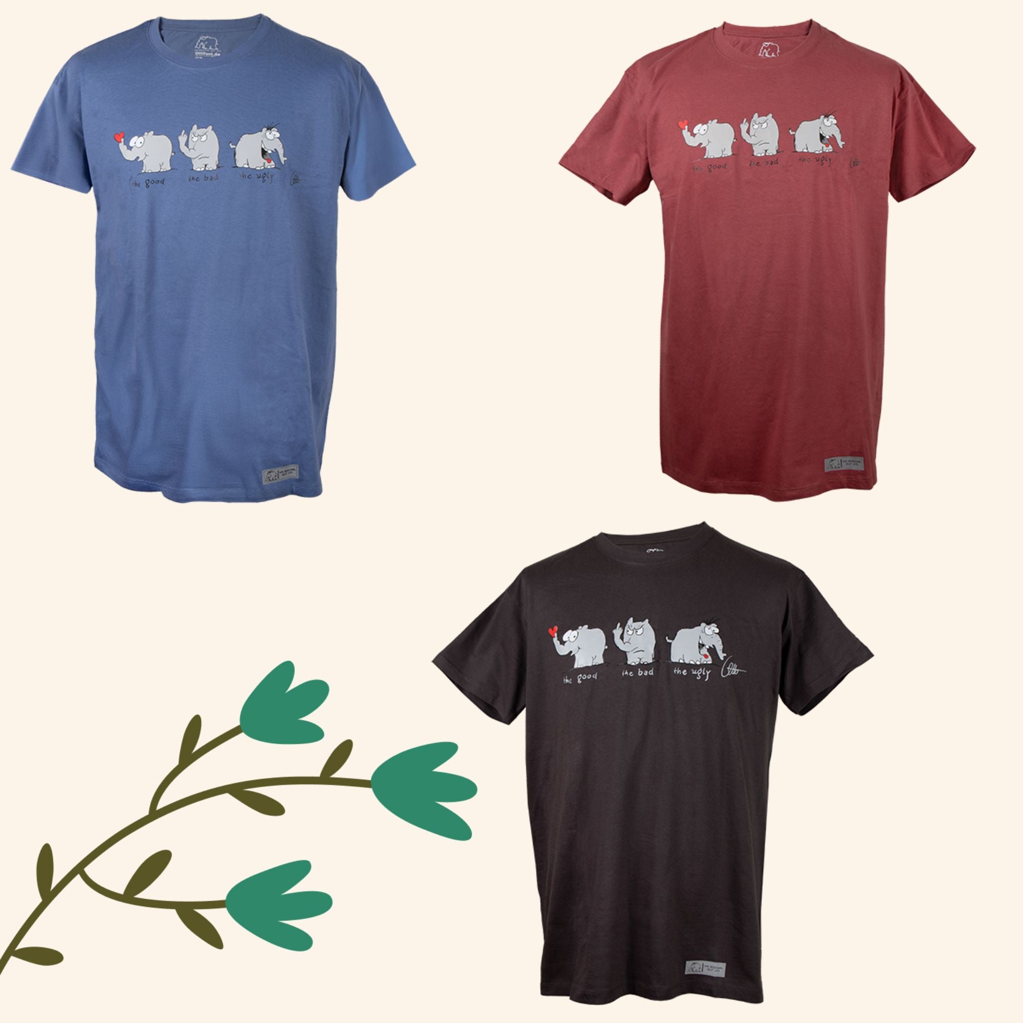 T-Shirt Ottifanten "the good, the bad, the ugly" by Otto Waalkes