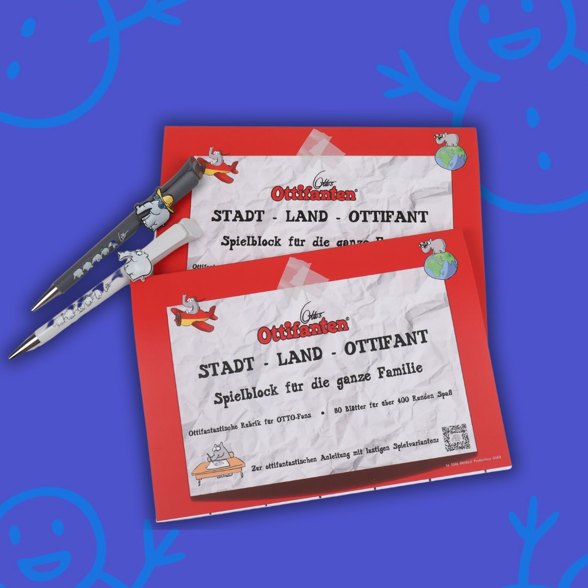 Stadt, Land, Ottifant - Set (2 Spielblöcke und 2 Kugelschreiber)