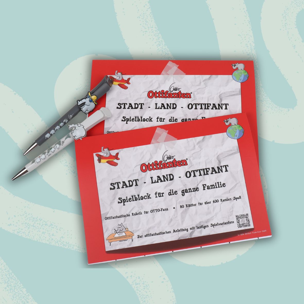 Stadt, Land, Ottifant - Set (2 Spielblöcke und 2 Kugelschreiber)