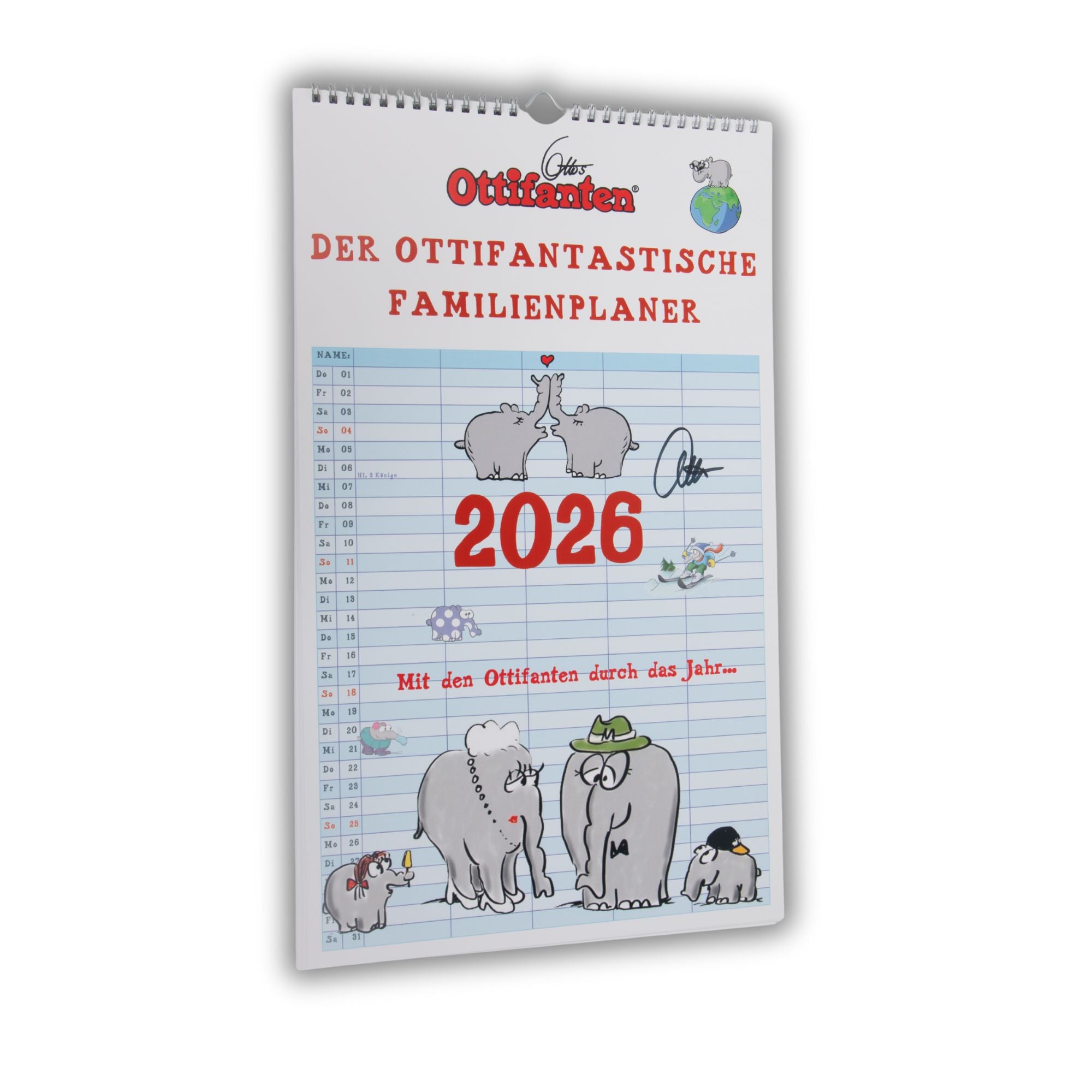 Familienplaner 2026 - signierter Ottifanten-Kalender für die ganze Familie