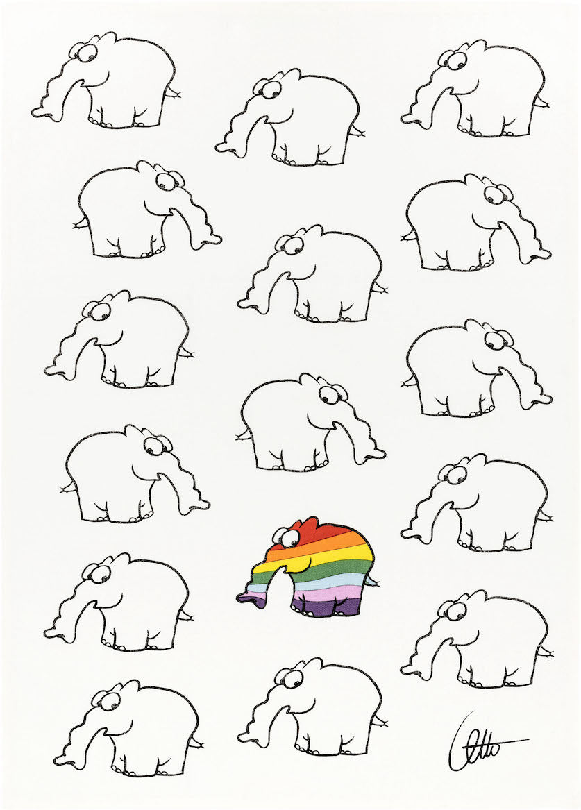 Halbleinen Ottifant Geschirrhandtuch by Otto Waalkes Be Different / Verrüsselt oder als 2-er Set