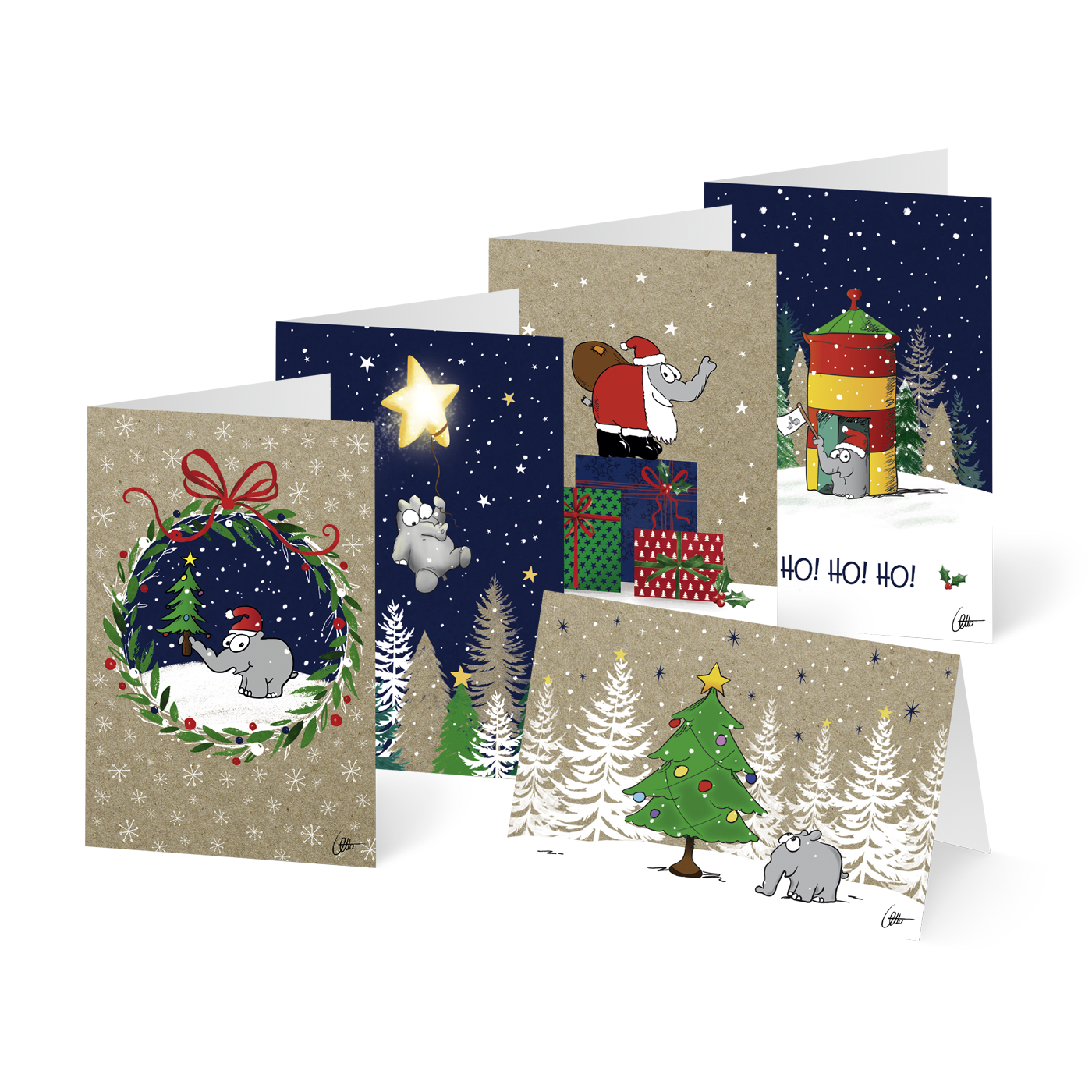 Otto Waalkes Weihnachtskarten 10er-Set Grußkarten mit Umschlag by Ottifant Productions