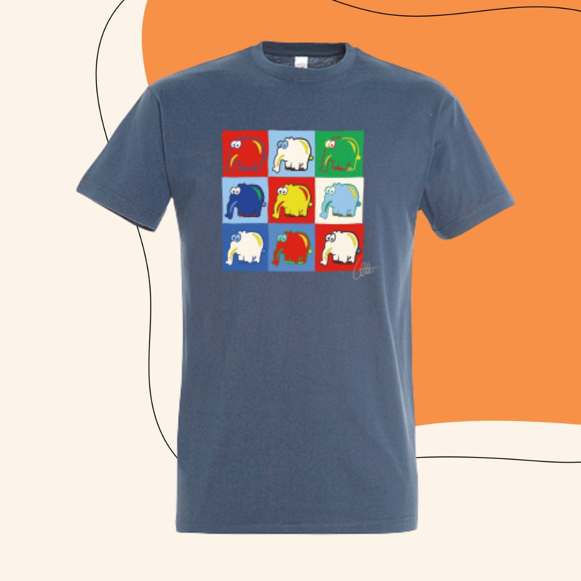 T-Shirt Ottifanten Collage by Otto Waalkes in denim