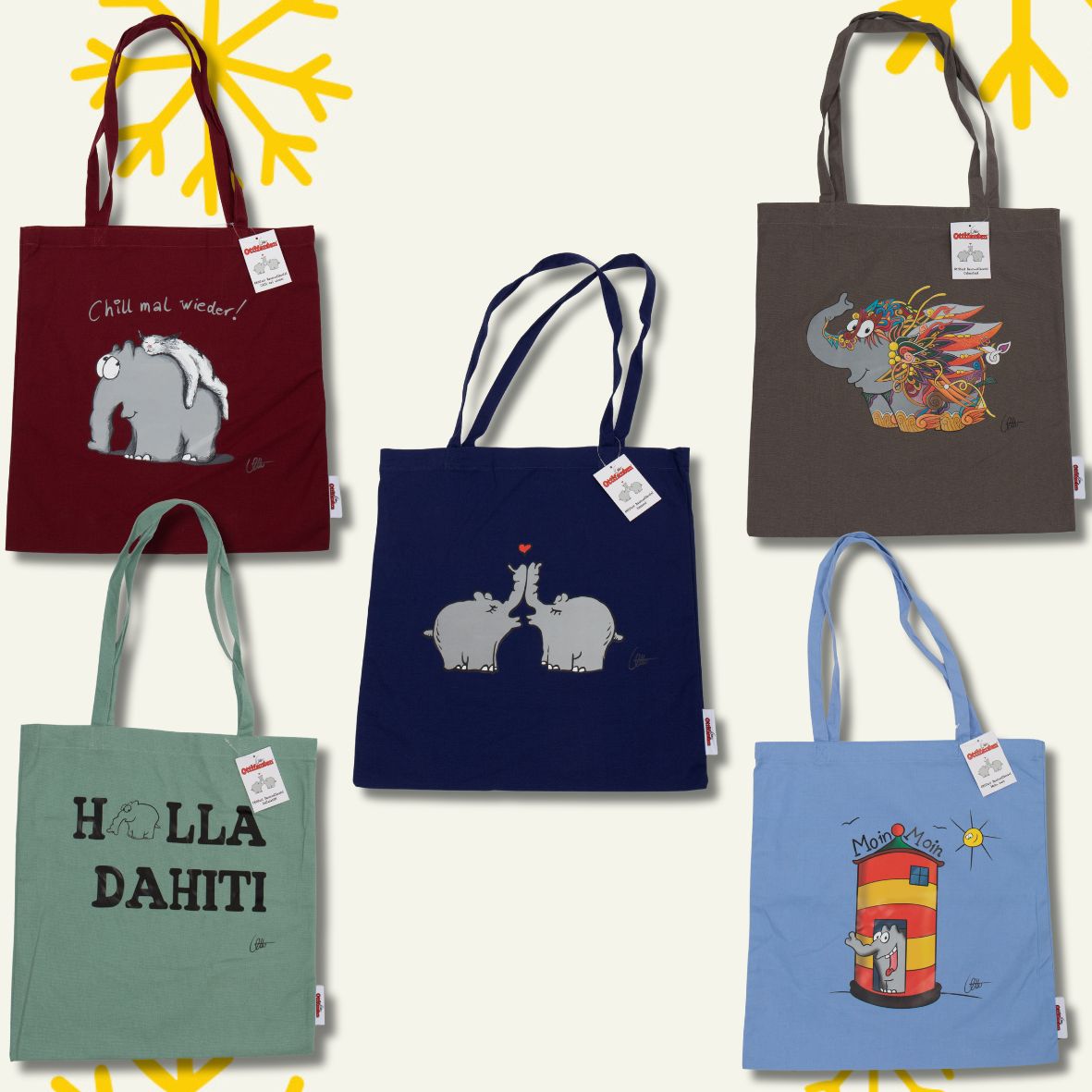 Ottifanten-Baumwollbeutel in 5 neuen Motiven