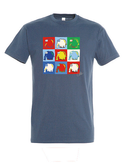 T-Shirt Ottifanten Collage im Andy Warhol Stil by Otto Waalkes in denim