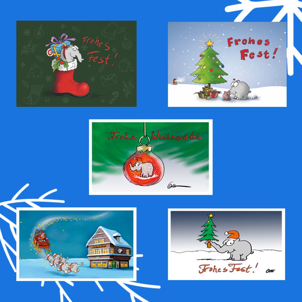 Ottifanten Weihnachtspostkarten by Otto Waalkes