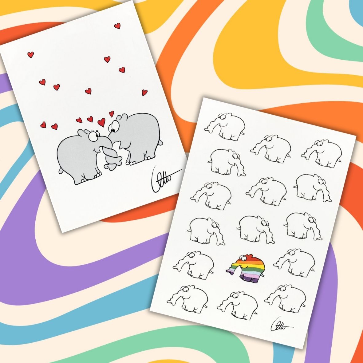 Halbleinen Ottifant Geschirrhandtuch by Otto Waalkes Be Different / Verrüsselt oder als 2-er Set