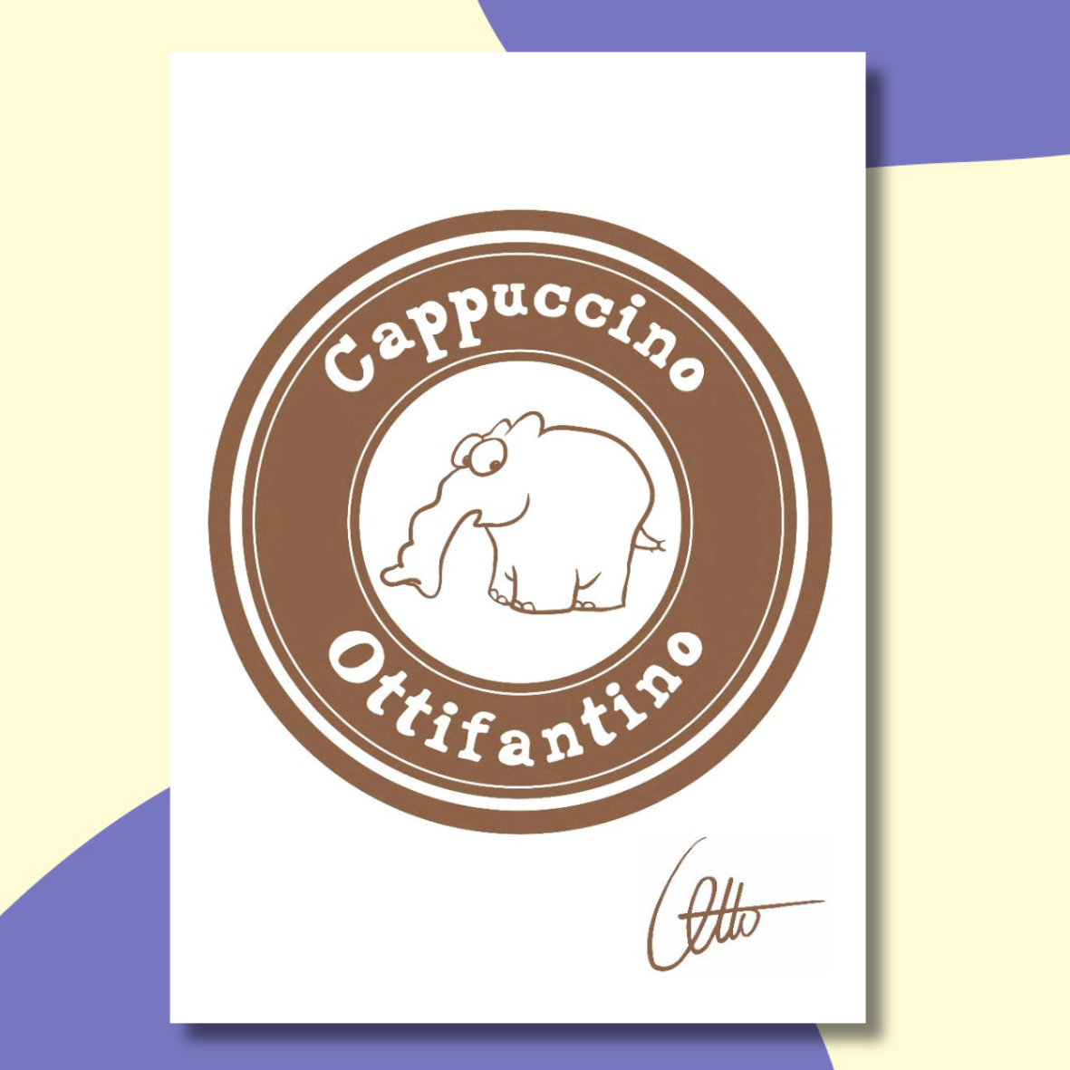 Halbleinen Geschirrhandtuch "Ottifantino Cappuccino"