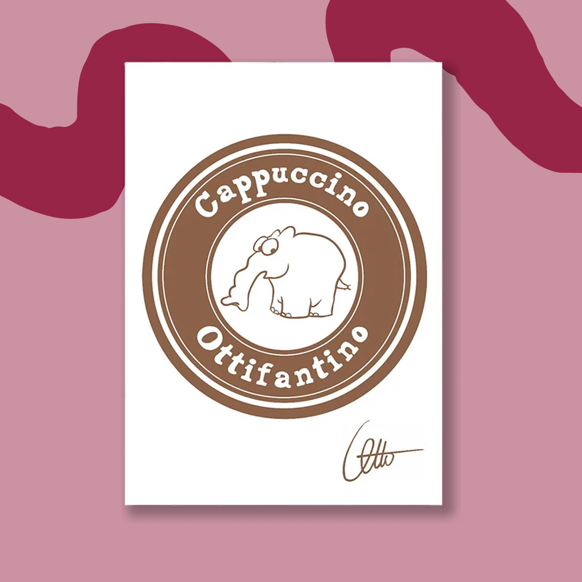 Halbleinen Geschirrhandtuch "Ottifantino Cappuccino"