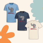 T-Shirt "Lachender Ottifant" Unisex by Otto Waalkes in denim, blau und sand