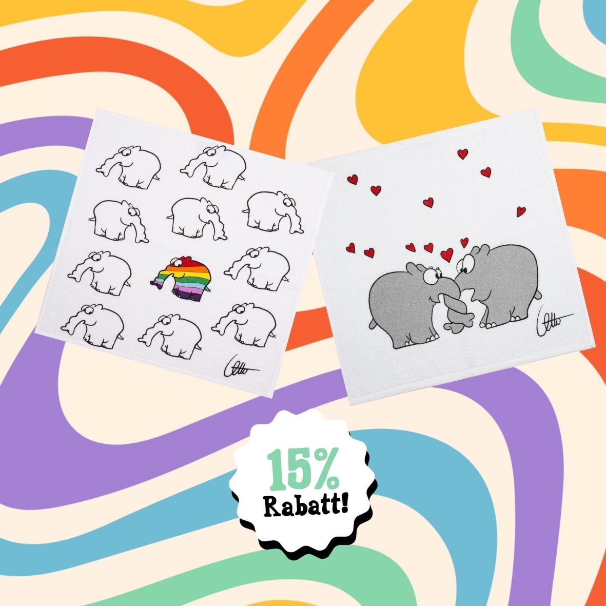 Baumwoll Frottier Ottifant Küchenhandtuch by Otto Waalkes Be Different / Verrüsselt oder als Set