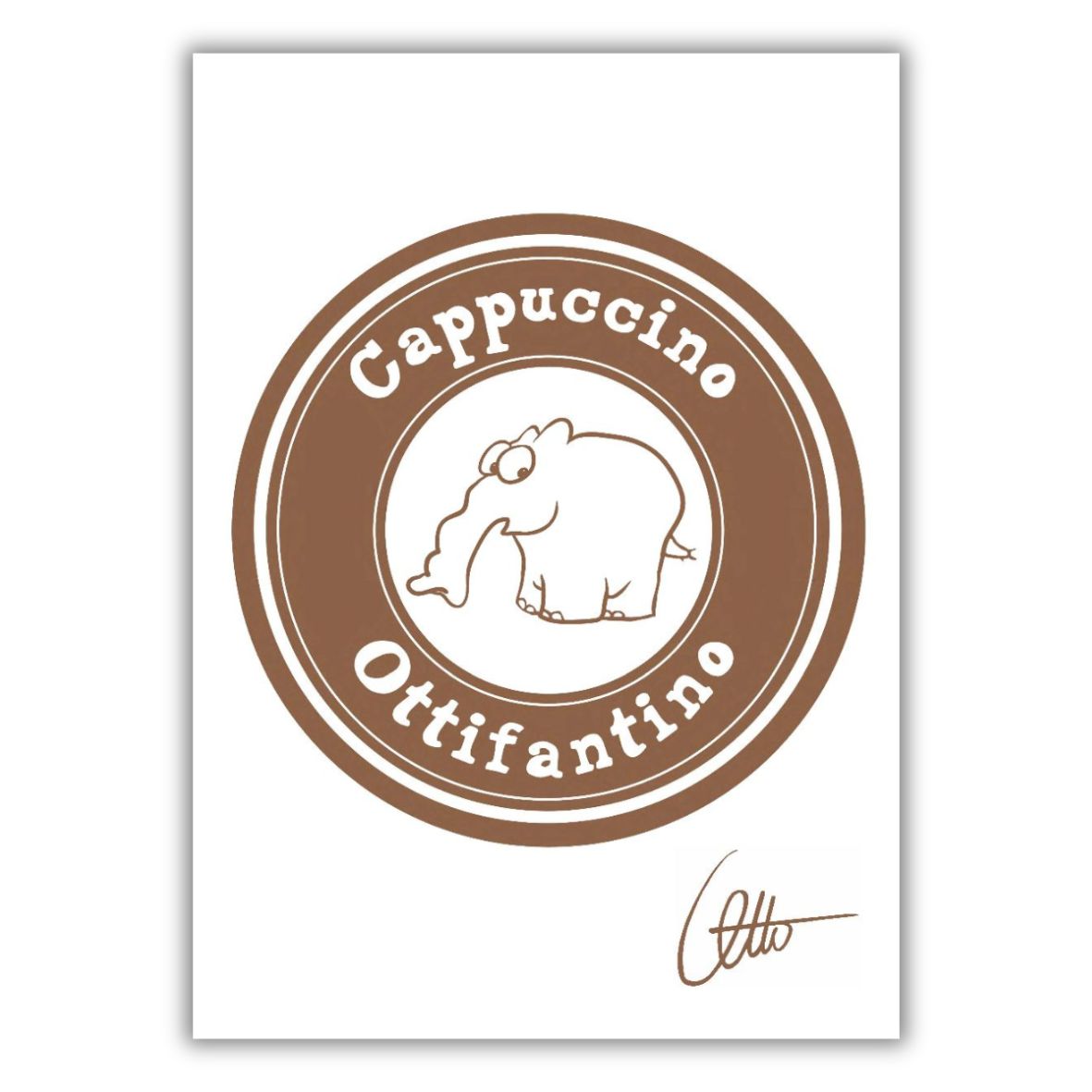 Neu: Halbleinen Geschirrhandtuch "Ottifantino Cappuccino"