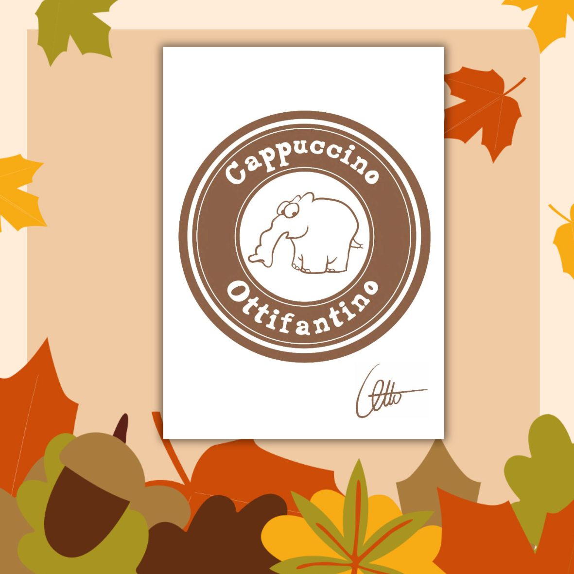 Neu: Halbleinen Geschirrhandtuch "Ottifantino Cappuccino"