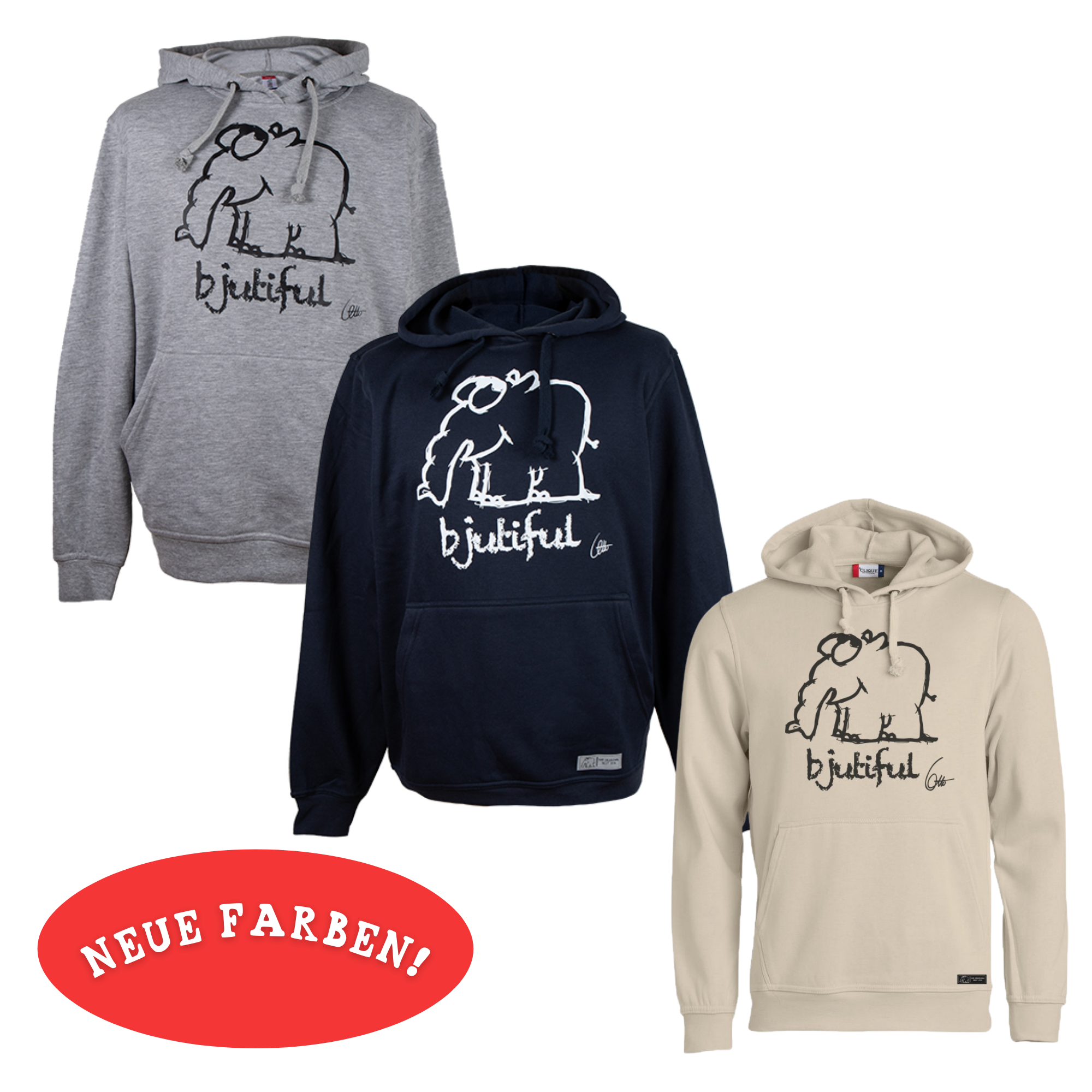 JETZT IN NEUEN FARBEN! Hoodie Bjutiful Ottifant Kapuzenpullover by Otto Waalkes