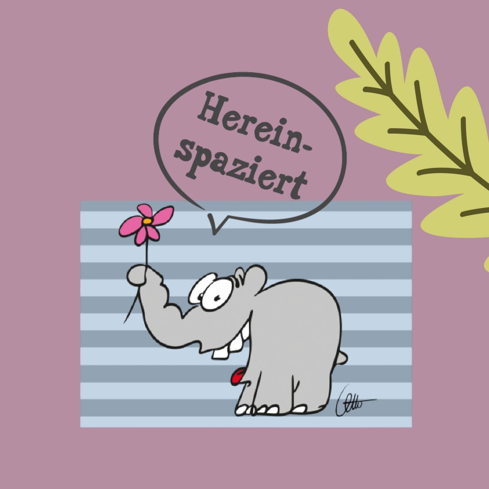 Fußmatte Teppich Indoor - Outdoor Ottifant mit Blume