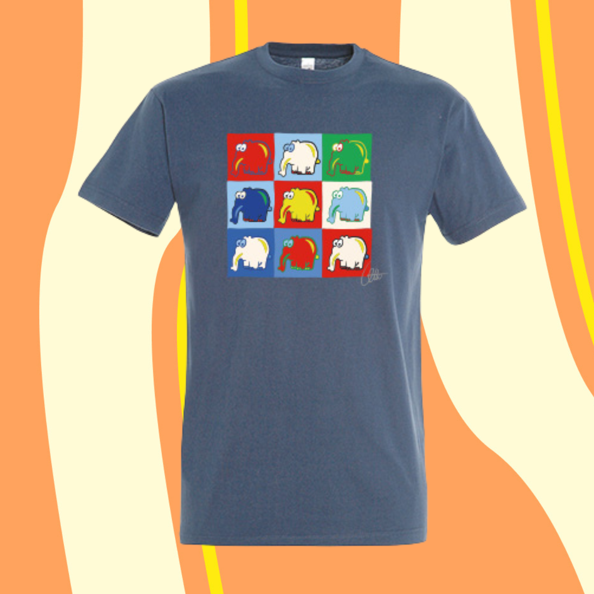 T-Shirt Ottifanten Collage by Otto Waalkes in denim