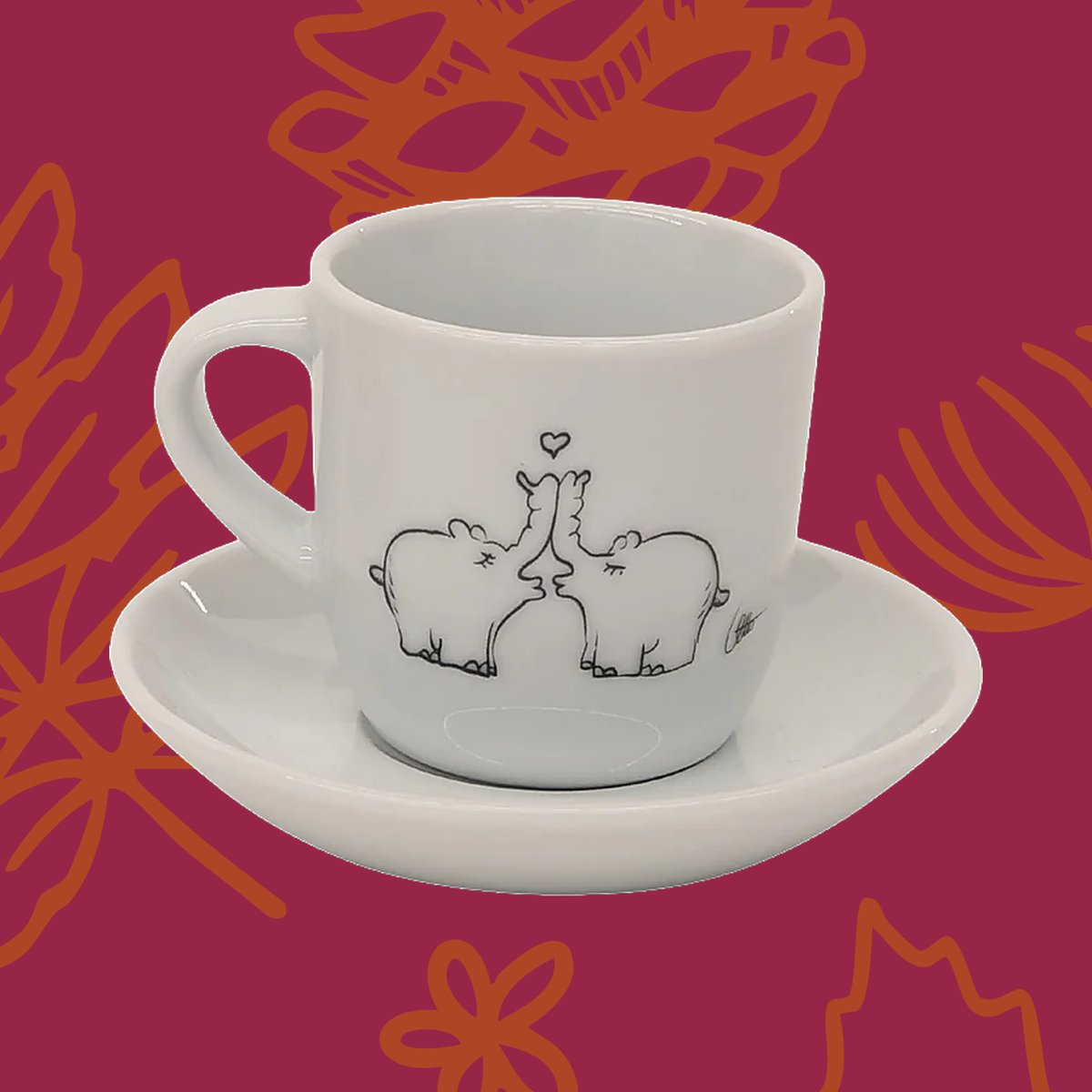 Ottifanten Espressotasse mit Untertasse aus Porzellan