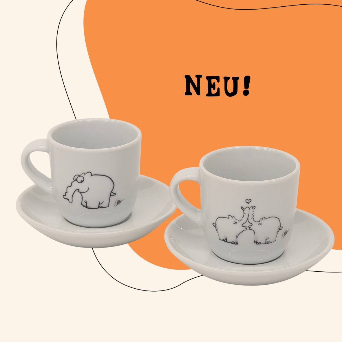 Ottifanten Espressotasse mit Untertasse aus Porzellan