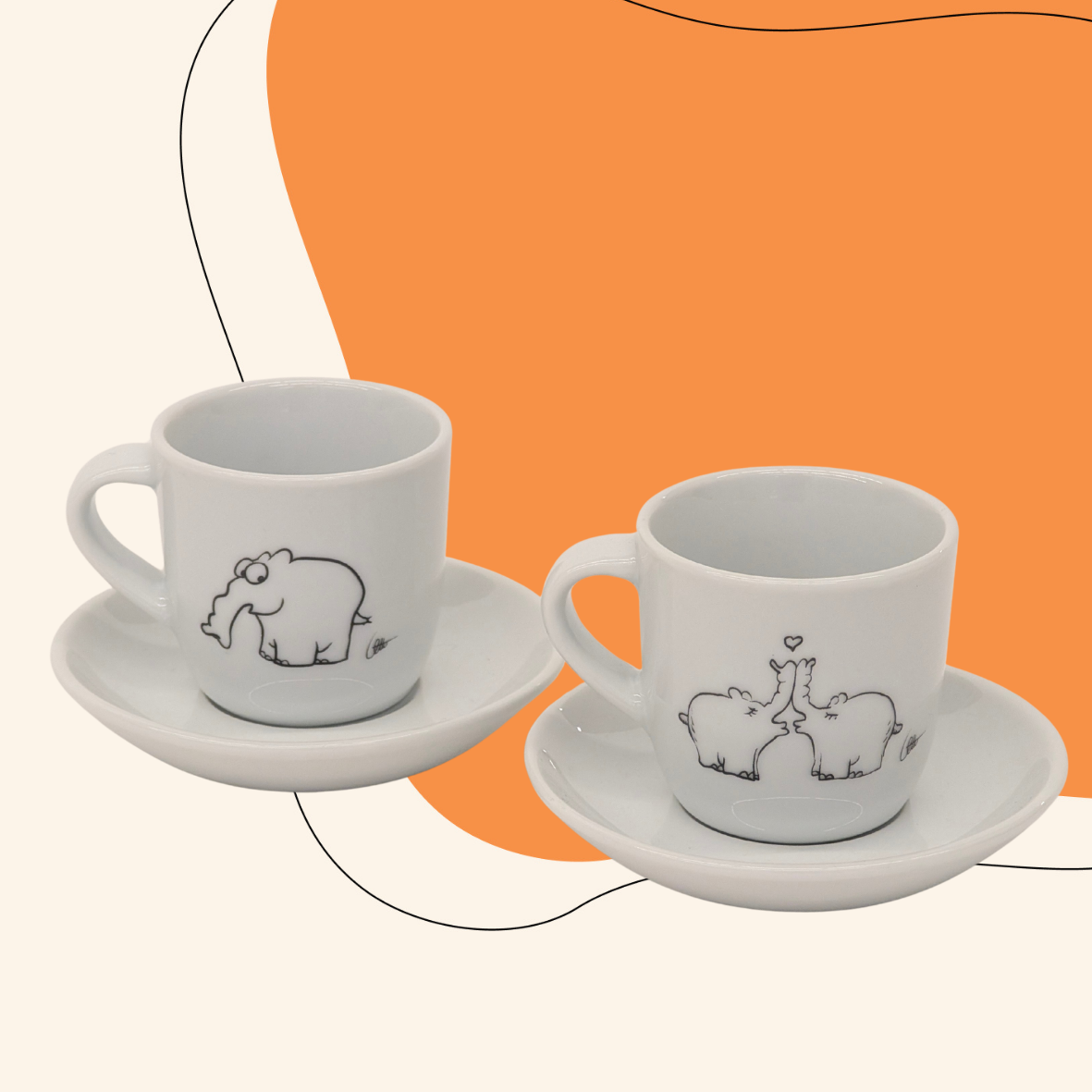 Ottifanten Espressotasse mit Untertasse aus Porzellan