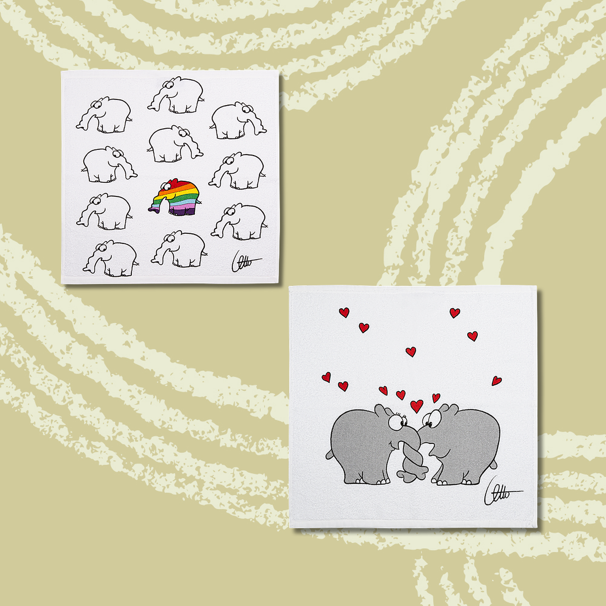 Baumwoll Frottier Ottifant Küchenhandtuch by Otto Waalkes Be Different / Verrüsselt oder als Set