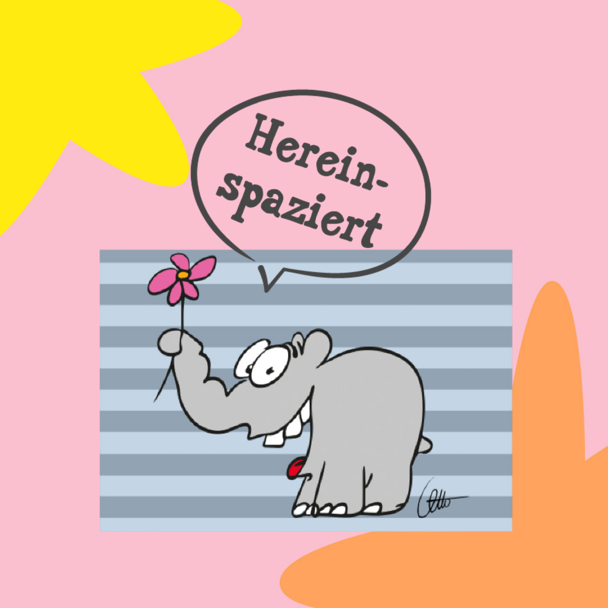 Fußmatte Teppich Indoor - Outdoor Ottifant mit Blume