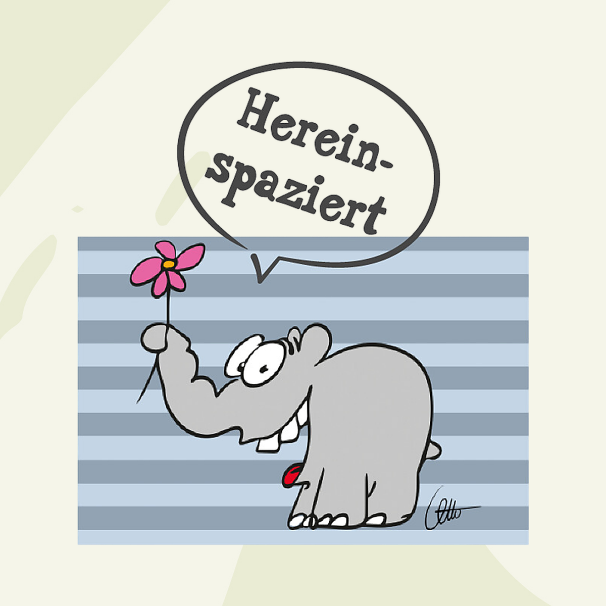 Fußmatte Teppich Indoor - Outdoor Ottifant mit Blume