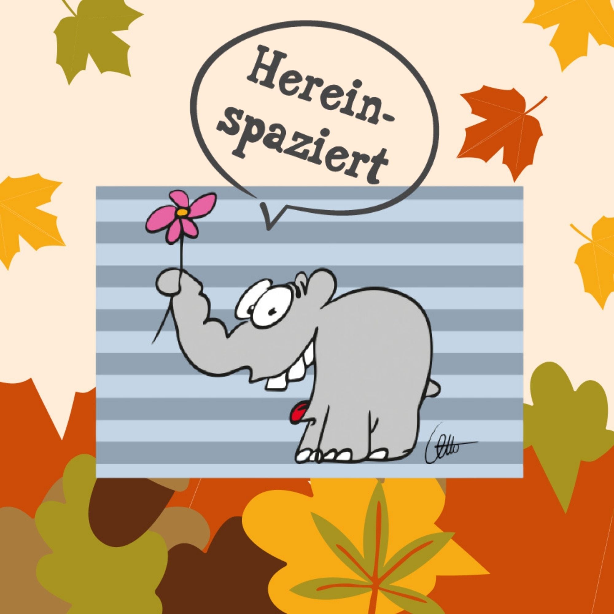 Fußmatte Teppich Indoor - Outdoor Ottifant mit Blume