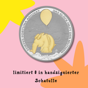 Limitierte 1oz gilded Silbermünze Ottifant "Fortes Fortuna Adiuvat" | mit Etui und Otto Signatur