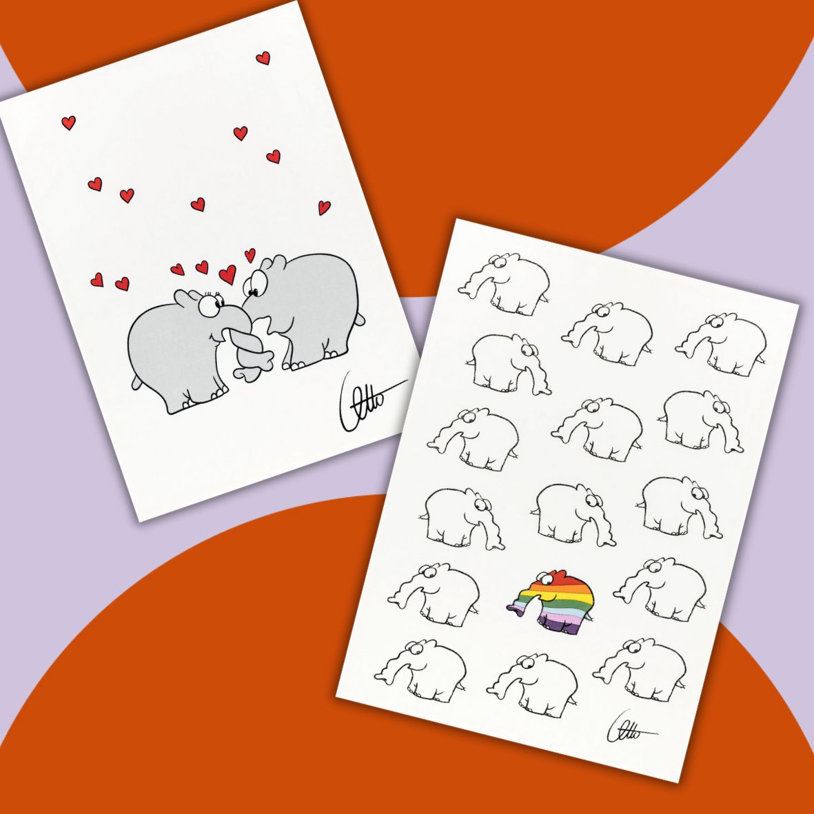 Halbleinen Ottifant Geschirrhandtuch by Otto Waalkes Be Different / Verrüsselt oder als 2-er Set