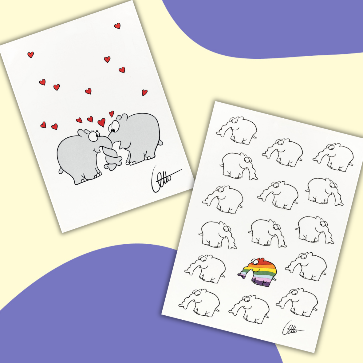 Halbleinen Ottifant Geschirrhandtuch by Otto Waalkes Be Different / Verrüsselt oder als 2-er Set