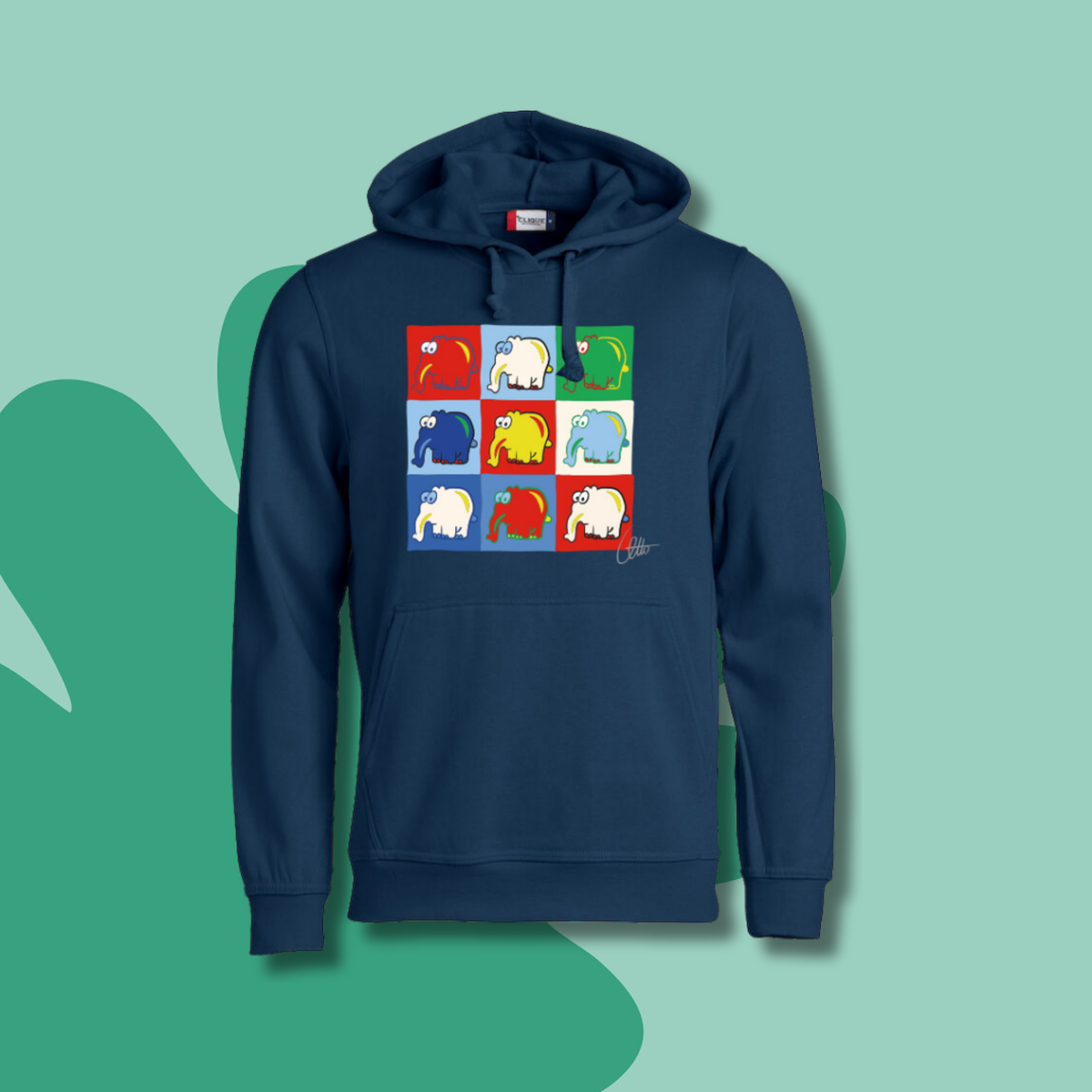 Hoodie Collage im Ottifanten Stil Kapuzenpullover by Otto Waalkes in dunkelblau