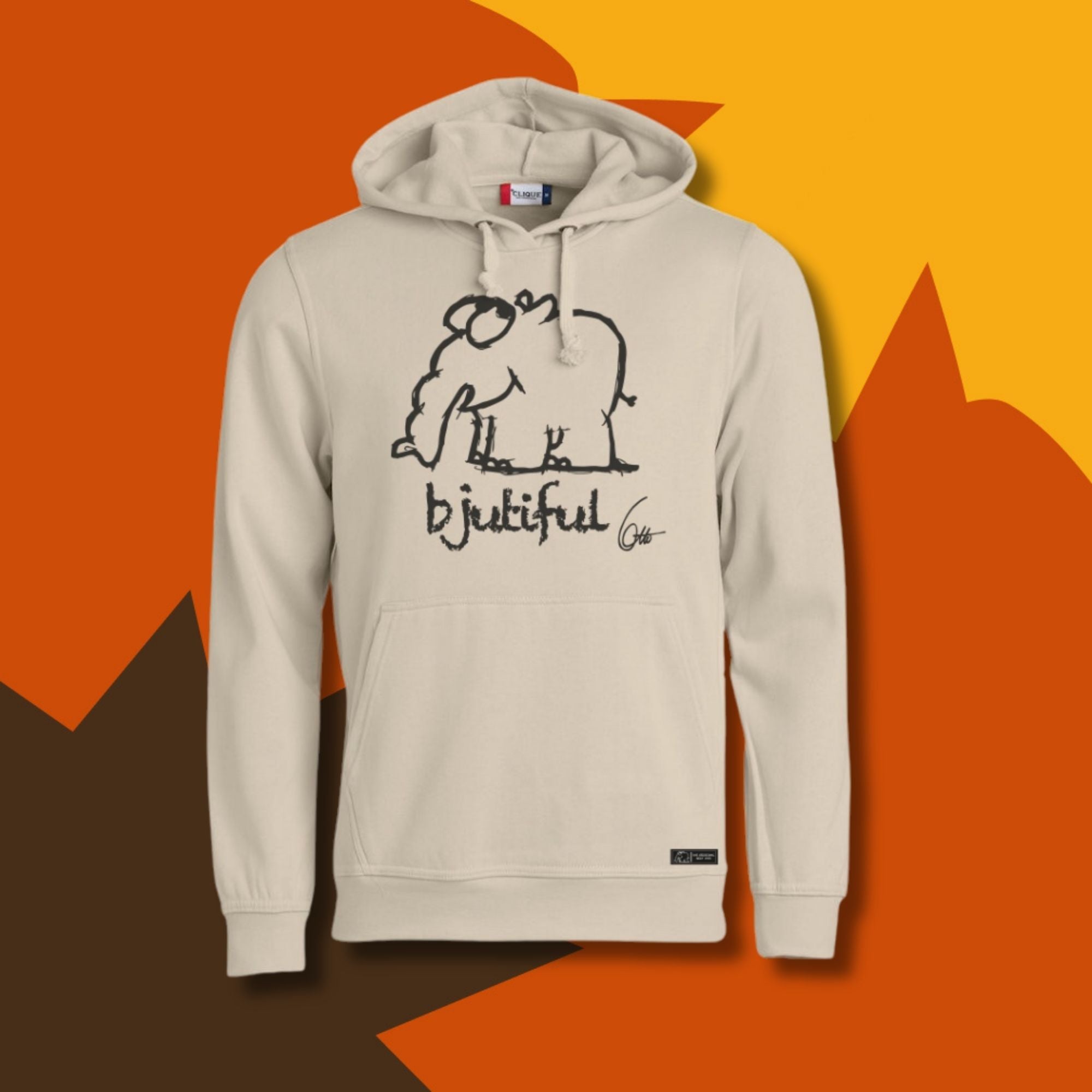 Hoodie Bjutiful Ottifant Kapuzenpullover by Otto Waalkes in beige-khaki-light