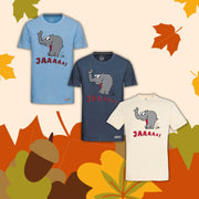 T-Shirt "Lachender Ottifant" Unisex by Otto Waalkes in denim, blau und sand