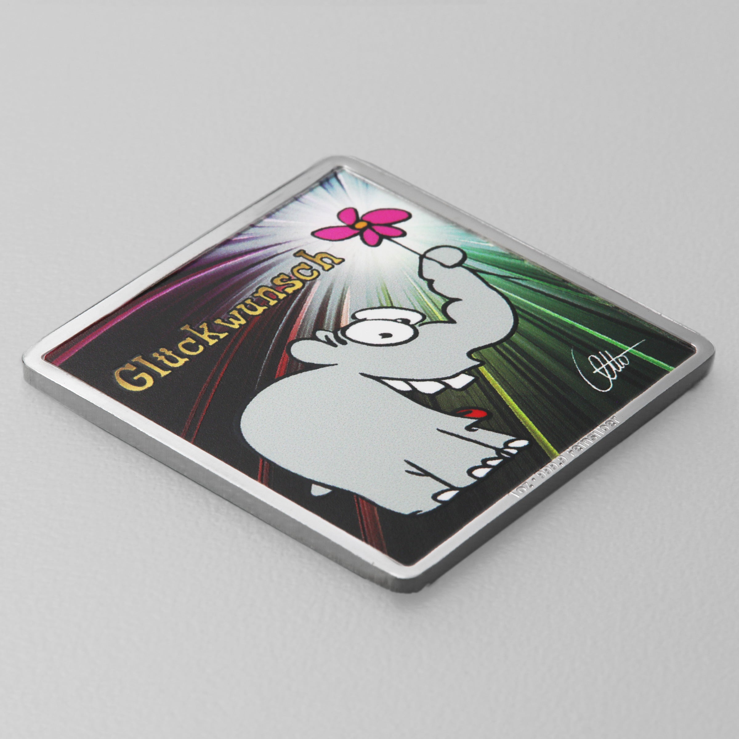 1 OZ Silberbarren "Glückwunsch" mit Original Otto Waalkes Signatur