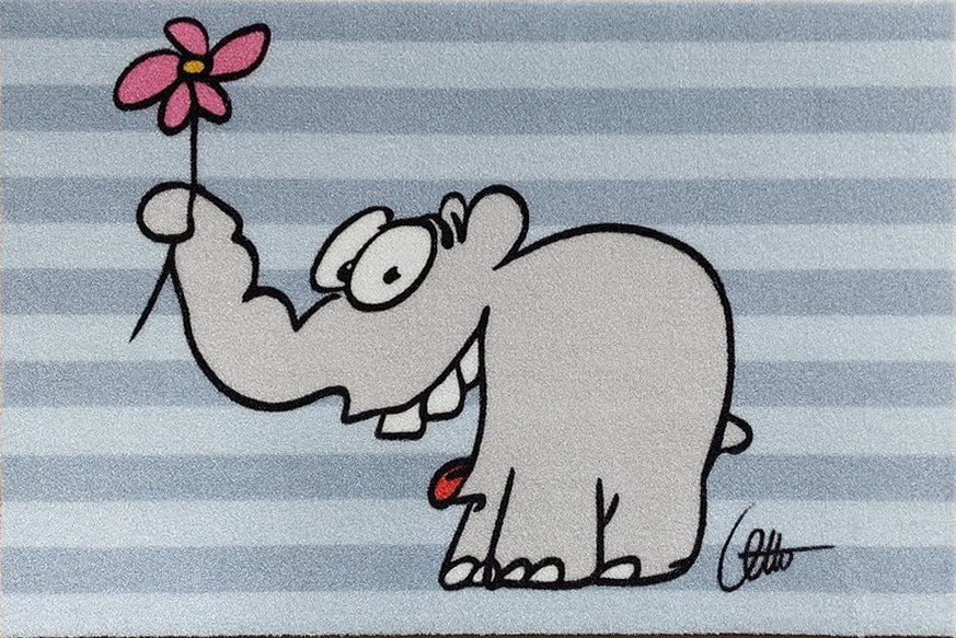 Fußmatte Teppich Indoor - Outdoor Ottifant mit Blume