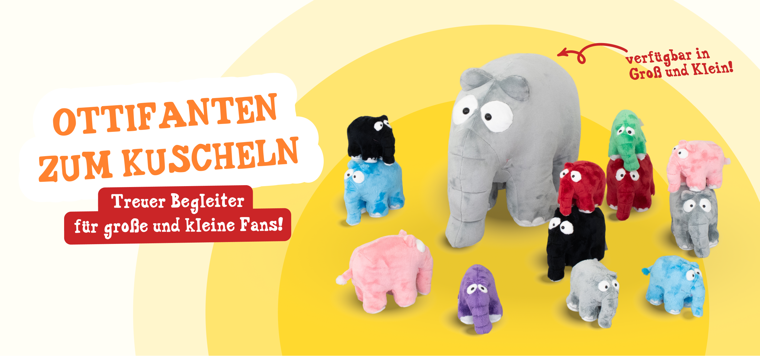 Ottifanten zum Kuscheln: Treuer Begleiter für große und kleine Fans! Verfügbar in Groß und Klein.