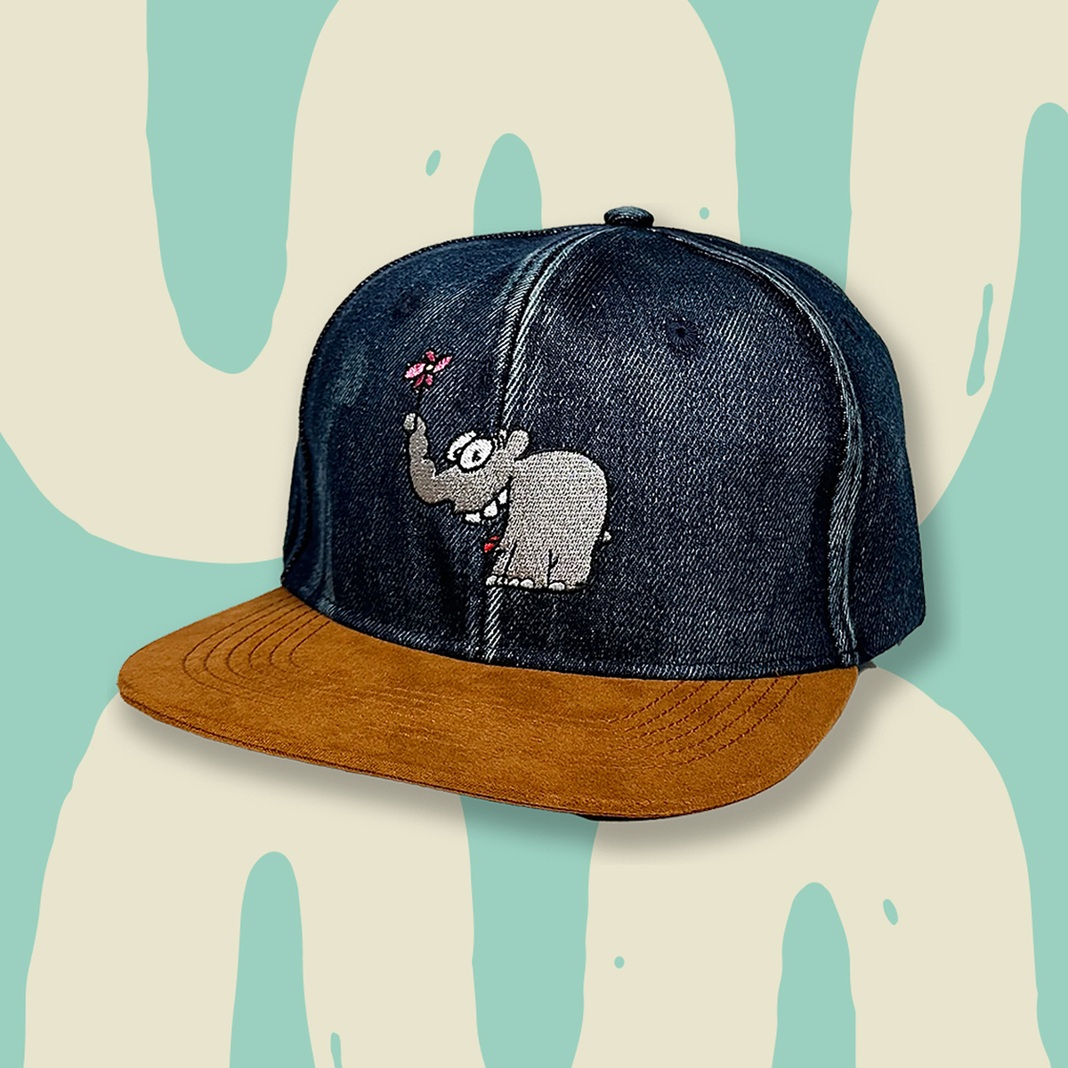 Basecap Jeans Ottifant mit Blume Cap by Otto Waalkes
