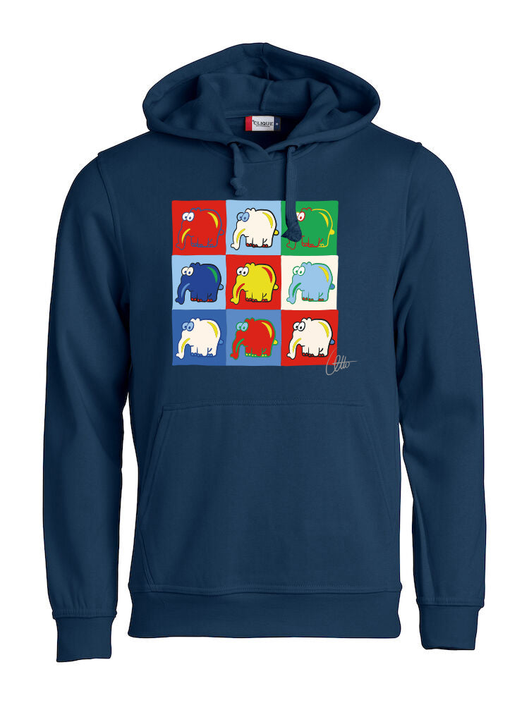Hoodie Collage im Ottifanten Andy Warhol Stil Kapuzenpullover by Otto Waalkes in dunkelblau