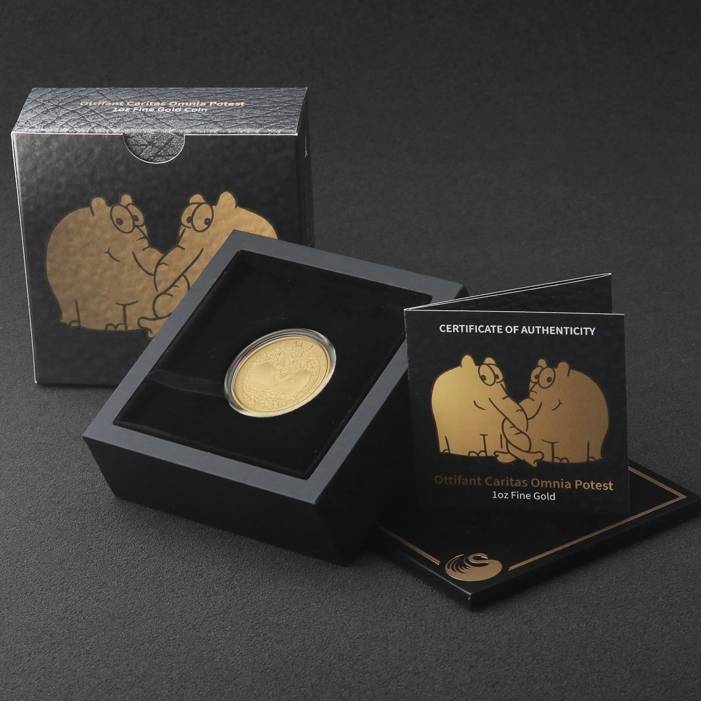 Limitierte 1 OZ Goldmünze 2025 Rüsselfanten + Otto Waalkes Signatur