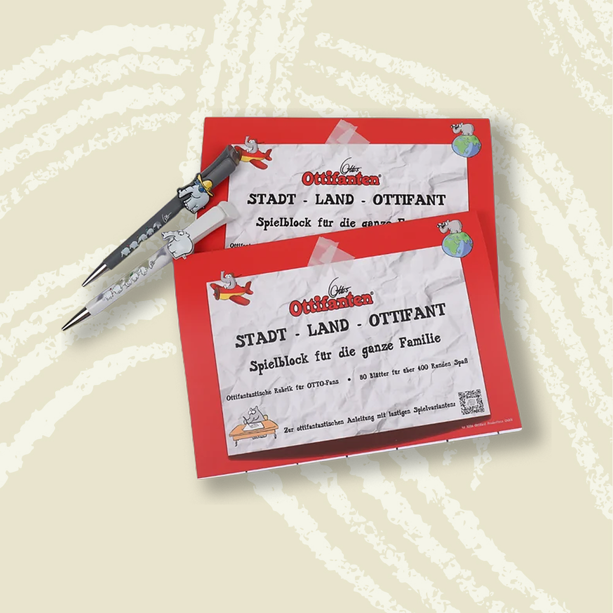 Stadt, Land, Ottifant - Set (2 Spielblöcke und 2 Kugelschreiber)