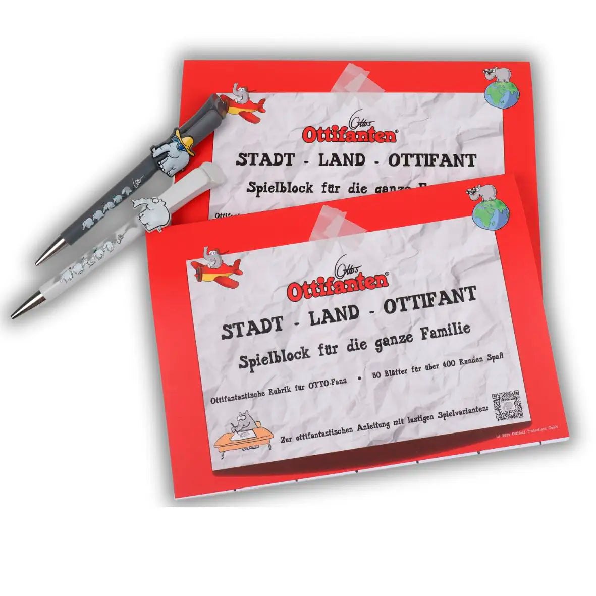 Stadt, Land, Ottifant - Set (2 Spielblöcke und 2 Kugelschreiber)