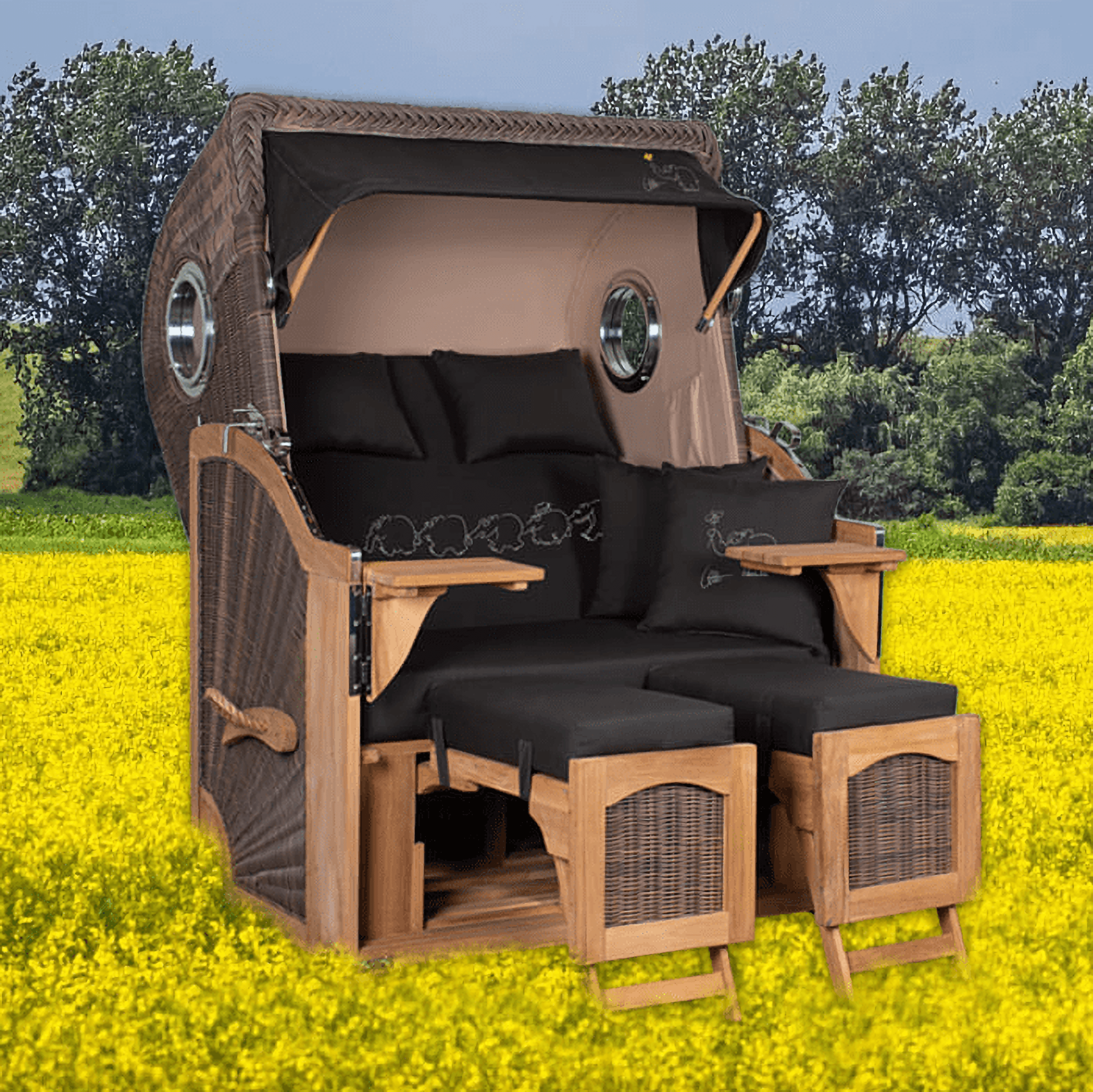 Strandkorb 2-Sitzer im Ottifant Design by Otto Waalkes