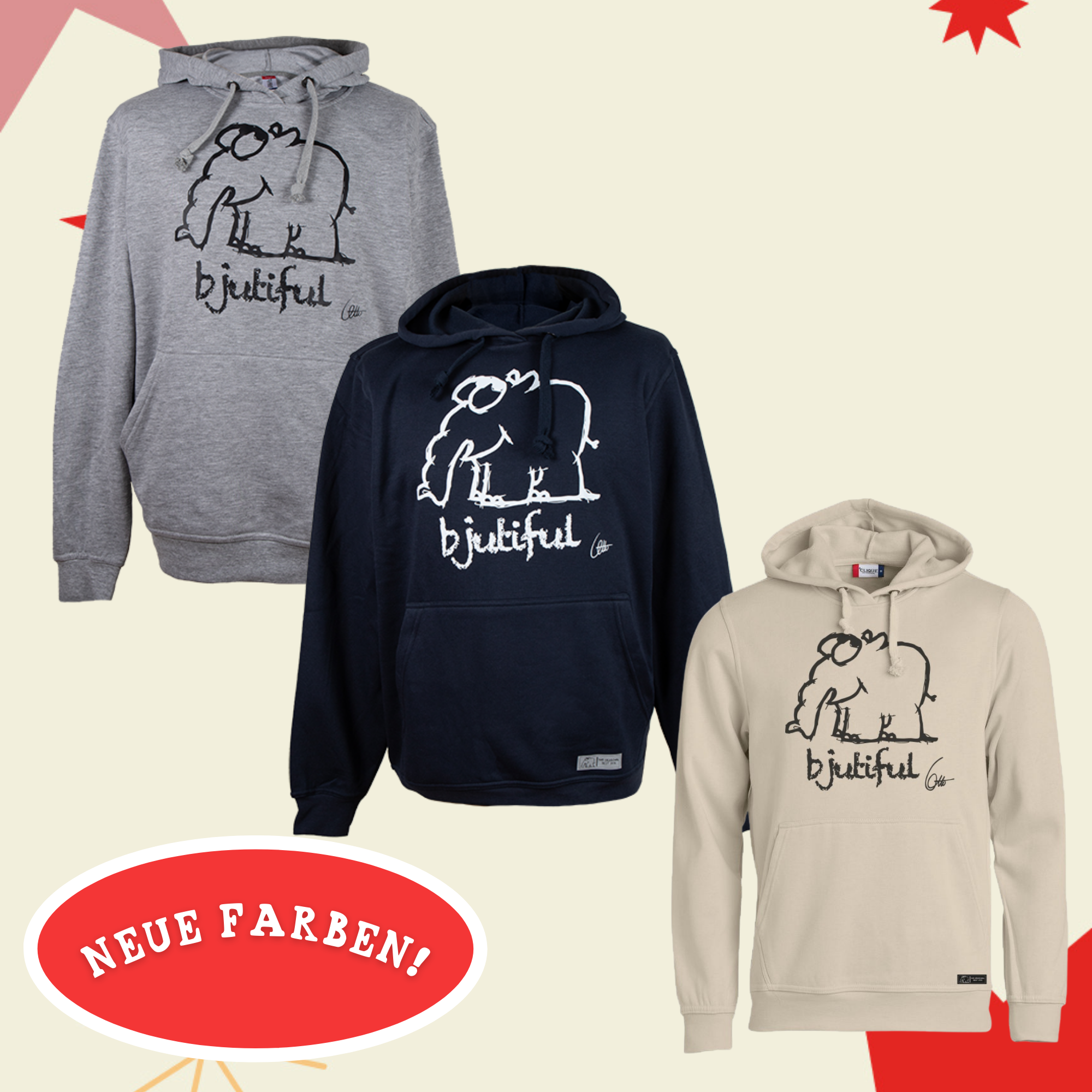 JETZT IN NEUEN FARBEN! Hoodie Bjutiful Ottifant Kapuzenpullover by Otto Waalkes